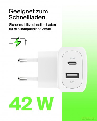 Ładowarka sieciowa BoostCharge 42W USB-C 3 0W USB-A 12W biała