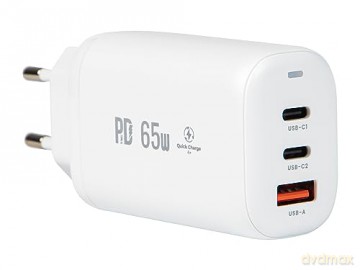 Ładowarka sieciowa gniazdo USB+USB-Cx2 65W
