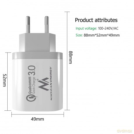 Ładowarka sieciowa QC 3xUSB MCE479W