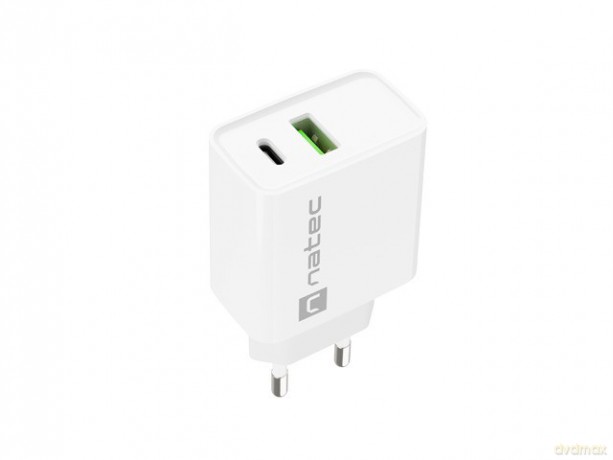 Ładowarka sieciowa Ribera 1x USB-A + 1x USB-C 20W Biała