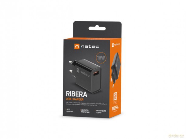 Ładowarka sieciowa Ribera 1x USB-A 18W Czarna