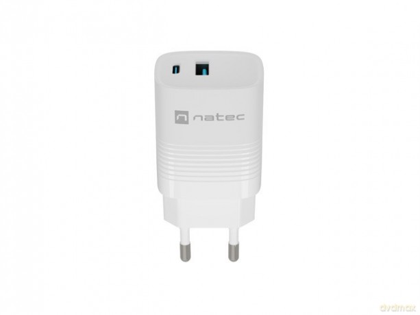 Ładowarka sieciowa Ribera GAN 1X USB-A + 1X USB-C 30W Biała