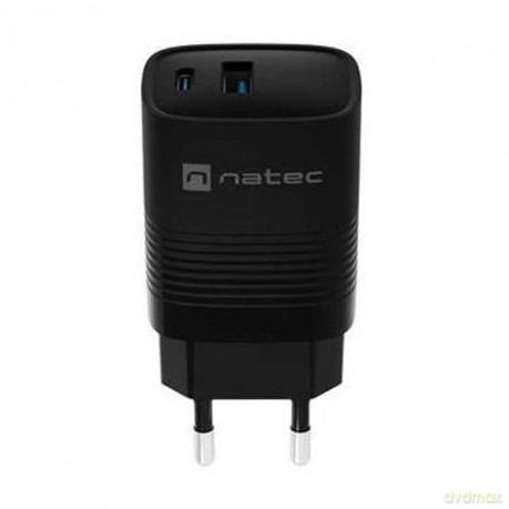 Ładowarka sieciowa Ribera GAN 1X USB-A + 1X USB-C 30W Czarna