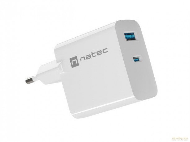 Ładowarka sieciowa Ribera GAN 1X USB-A + 1X USB-C 45W Biała