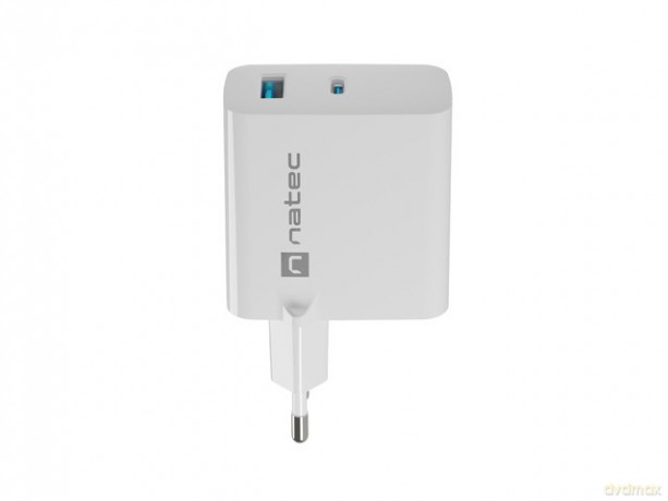 Ładowarka sieciowa Ribera GAN 1X USB-A + 1X USB-C 45W Biała