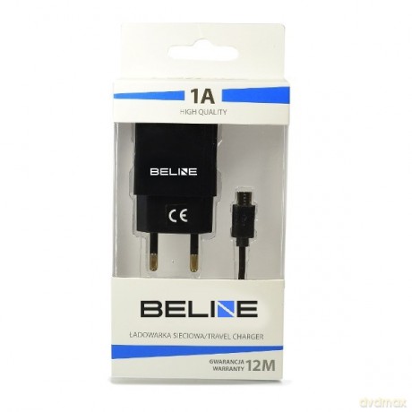 Ładowarka sieciowa USB + microUSB 1A czarna