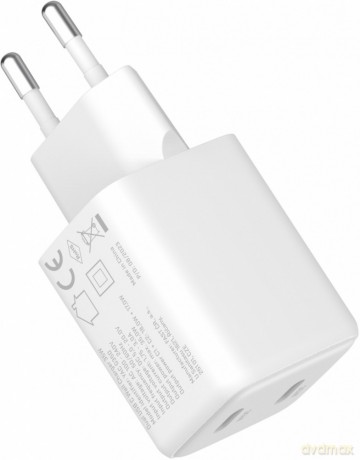 Ładowarka sieciowa USB C 2x18W 3A Power delivery 3.0 QC3.0 Biała