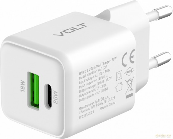 Ładowarka sieciowa USB C/A 20W/18W 3A Power delivery 3.0 QC3.0