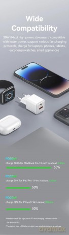 Ładowarka sieciowa USB-C+ USB-A PD 3.0 30W Fast