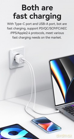 Ładowarka sieciowa USB-C+ USB-A PD 3.0 30W Fast