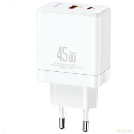 Ładowarka sieciowa USB-C+USB-A 45W GaN PD 3.0
