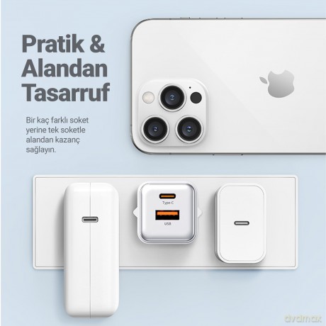 Ładowarka sieciowa USB-C+USB-A PD 3.0 30W Fast
