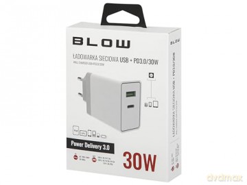 Ładowarka sieciowa z gniazdem USB+USB-C 30W