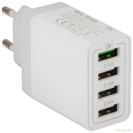 Ładowarka sieciowa z gniazdem USBx4 QC 3.0 30W