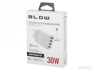 Ładowarka sieciowa z gniazdem USBx4 QC 3.0 30W