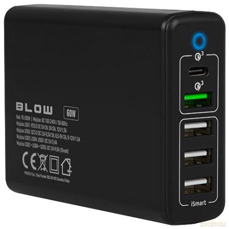Ładowarka sieciowa z gniazdem USBx5 QC 3.0 60W