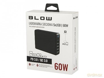 Ładowarka sieciowa z gniazdem USBx5 QC 3.0 60W