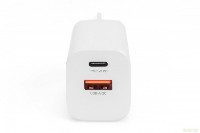 Ładowarka sieciowa zasilacz 1x USB-A 12W 1x USB-C 18W PD 3.0 max. 30W Biała
