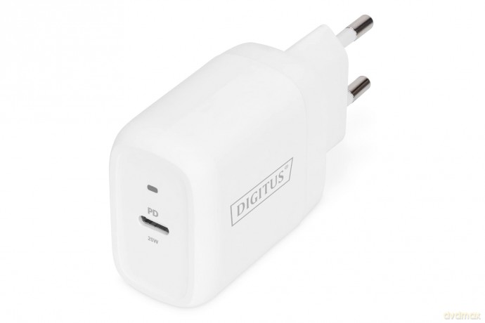 Ładowarka sieciowa zasilacz 1x USB-C PD 3.0 max. 20W LED Biała