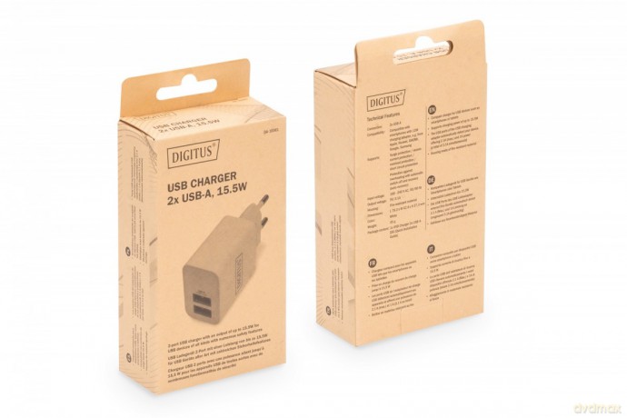 Ładowarka sieciowa zasilacz 2x USB-A 15,5W Biała
