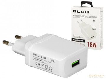 Ładowarka sieciowa. z gn.USB QC3.0 18W