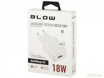 Ładowarka sieciowa. z gn.USB QC3.0 18W