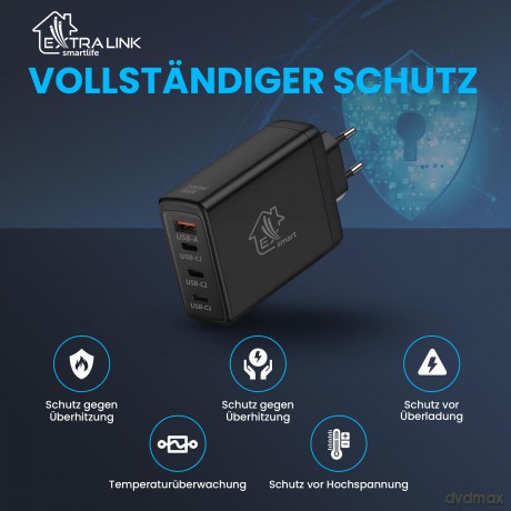 Ładowarka Smart Life Fast Charger 100W GaN 3x USB-C, USB-A