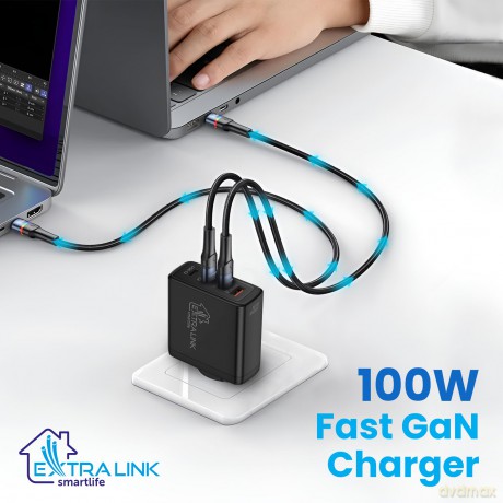 Ładowarka Smart Life Fast Charger 100W GaN 3x USB-C, USB-A