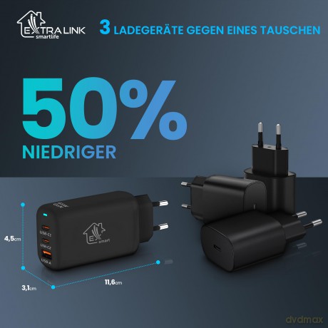 Ładowarka Smart Life Fast Charger 65W GaN 2x USB-C, USB-A