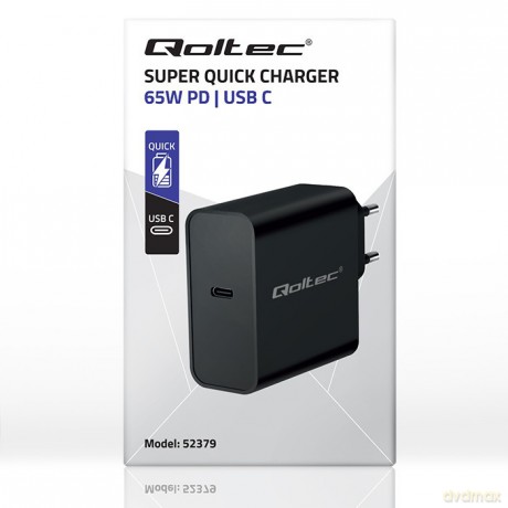 Ładowarka Super Quick PD | 1xUSB-C | 65W | 5-20V | 3-3.25A | Czarna