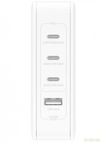 Ładowarka ścienna 140W 4-ports (3xC 1xA) UK, EU, US Plugs biała