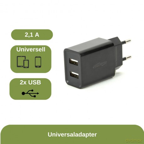 Ładowarka uniwersalna 2 portowa USB 2.1A