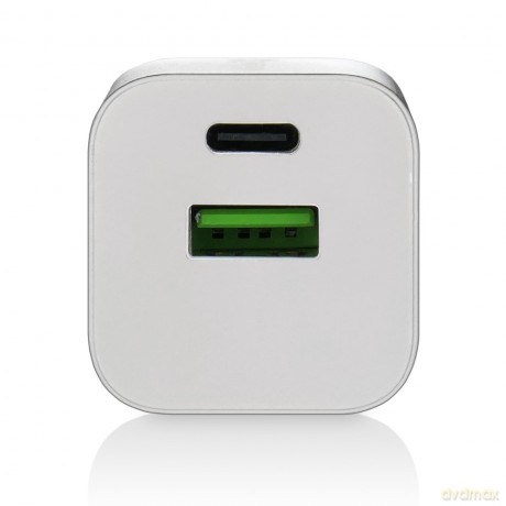 Ładowarka USB/USB-C QC3.0 30W technologia GaN Biała