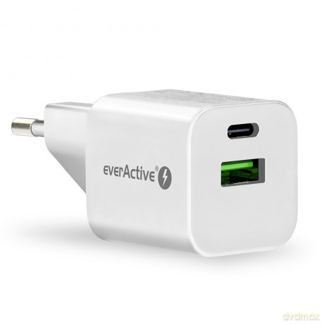 Ładowarka USB/USB-C QC3.0 30W technologia GaN Biała