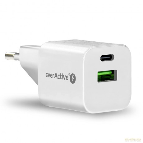 Ładowarka USB/USB-C QC3.0 30W technologia GaN Biała