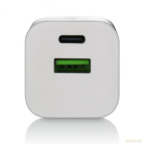 Ładowarka USB/USB-C QC3.0 30W technologia GaN Biała