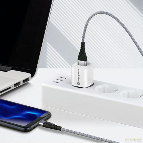 Ładowarka USB/USB-C QC3.0 30W technologia GaN Biała