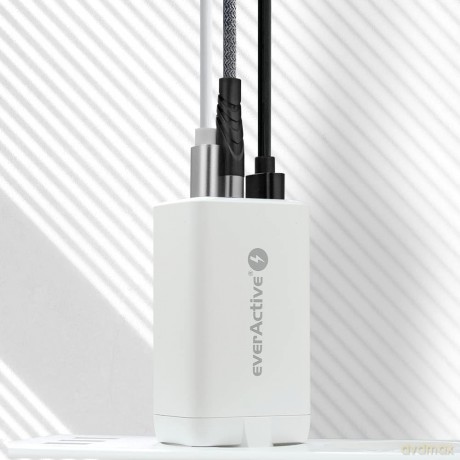 Ładowarka USB/USB-C QC4+ 65W technologia GaN Biała