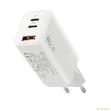Ładowarka USB/USB-C QC4+ 65W technologia GaN Biała