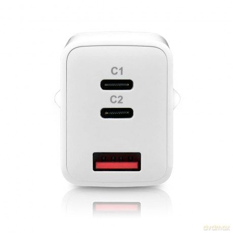Ładowarka USB/USB-C QC4+ 65W technologia GaN Biała
