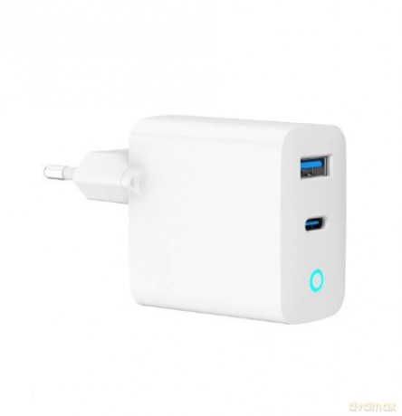 Ładowarka USB-A/C GaN LED 30W PD QC3.0 biała