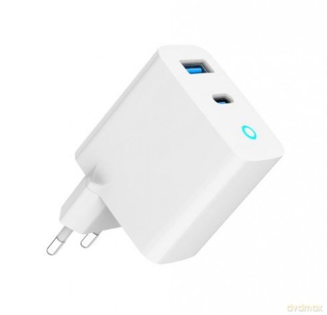 Ładowarka USB-A/C GaN LED 65W PD QC3.0 biała