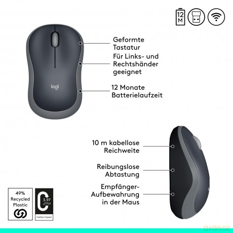 M185 Mysz bezprzewodowa 910-002238 szara