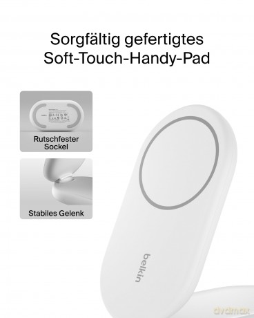 Magnetyczna podstawka ładująca BOOSTCHARGE 2w1 Qi2 15W biała składana