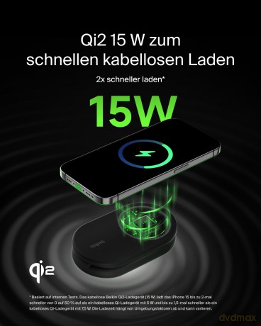 Magnetyczna podstawka ładująca BOOSTCHARGE 2w1 Qi2 15W czarna składana