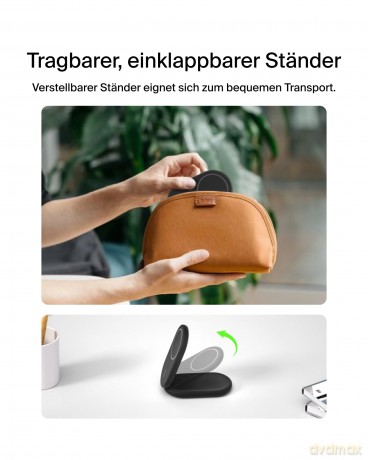 Magnetyczna podstawka ładująca BOOSTCHARGE 2w1 Qi2 15W czarna składana