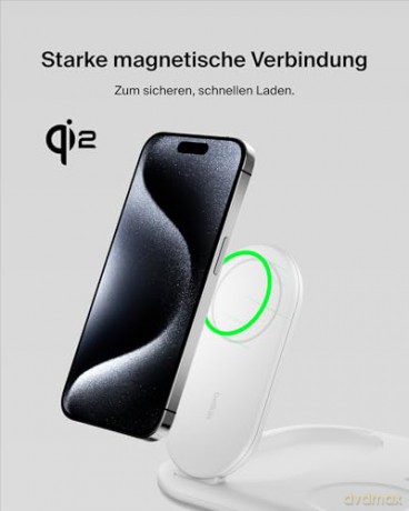 Magnetyczna podstawka ładująca BOOSTCHARGE 3w1 Qi2 15W biała składana