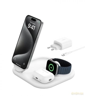 Magnetyczna podstawka ładująca BOOSTCHARGE 3w1 Qi2 15W biała składana