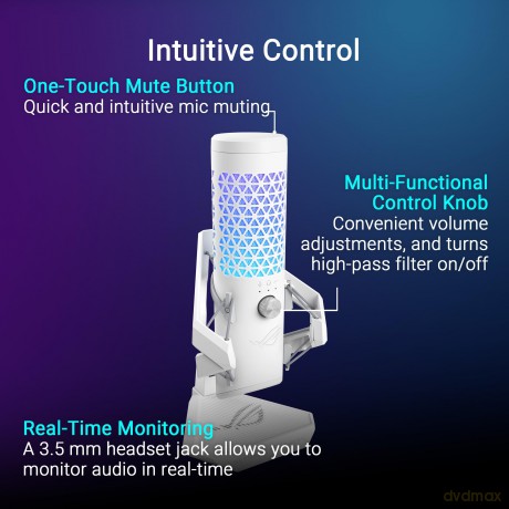 Mikrofon ROG Carnyx WHITE 192kHz/24bit Aura Sync