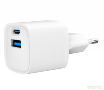 Mini-ładowarka USB-A USB-C 20W PD QC3.0 biała